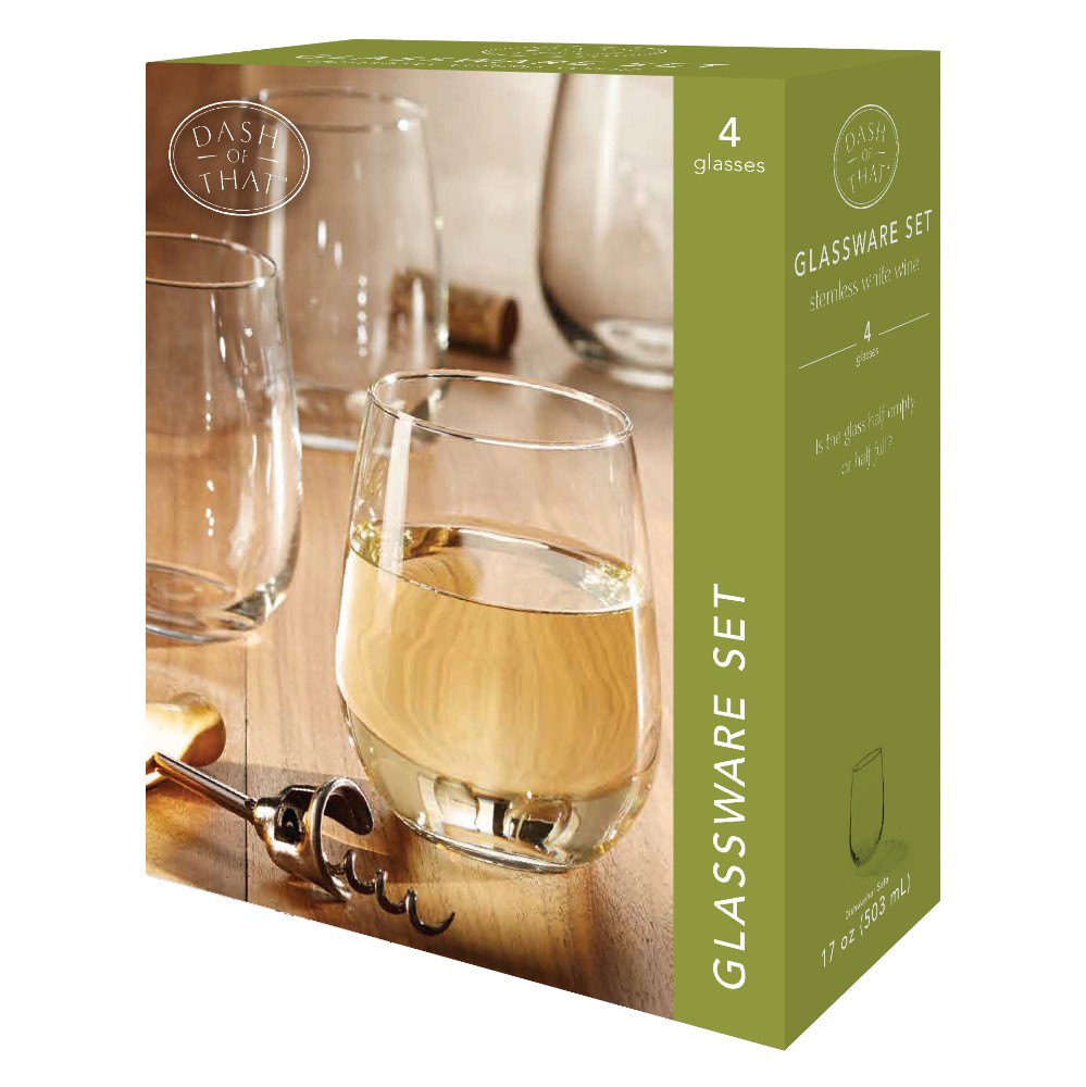 slide 3 of 3, Dash Of That Vina Stemless White Wine Glass - 4 Pack, 17 oz