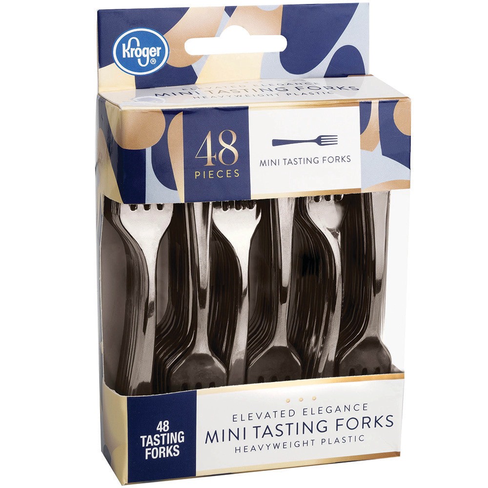 slide 3 of 3, Kroger Elevated Elegance Heavyweight Plastic Mini Tasting Forks, 48 ct