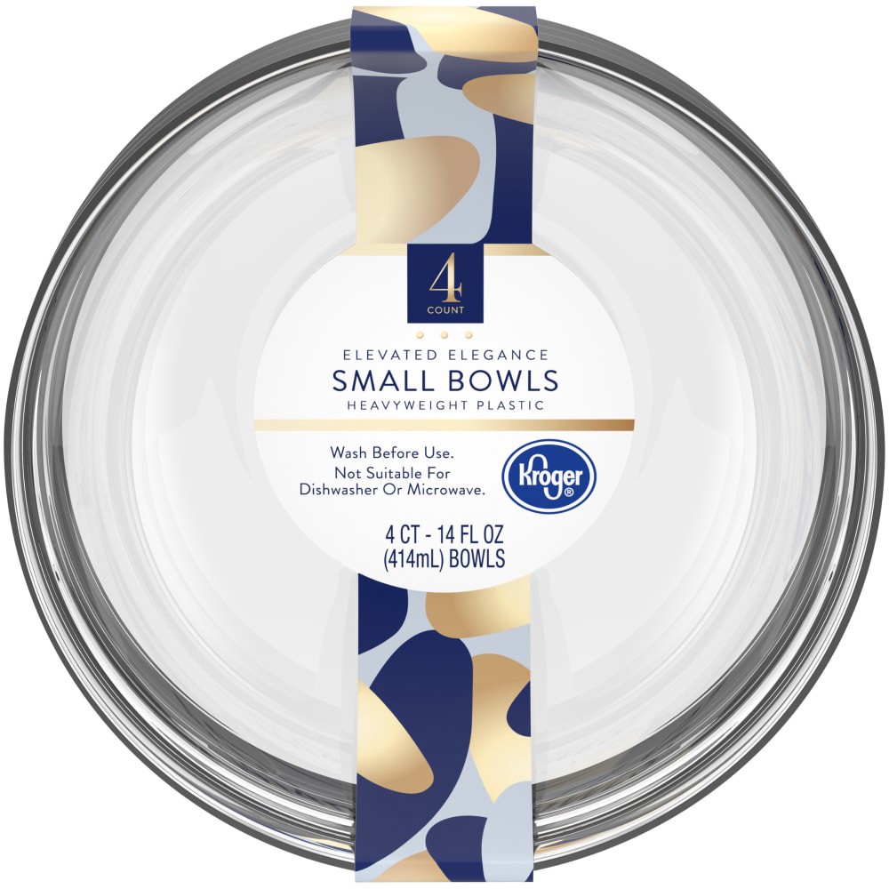 slide 2 of 4, Kroger Elevated Elegance Heavyweight Plastic Small Bowls - Clear, 4 ct; 14 oz