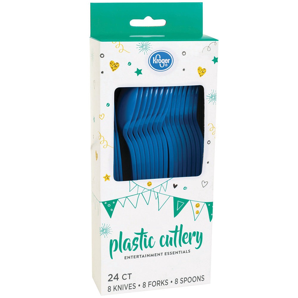 slide 2 of 3, Kroger Home Sense Kroger Entertainment Essentials Plastic Cutlery - Blue, 24 ct