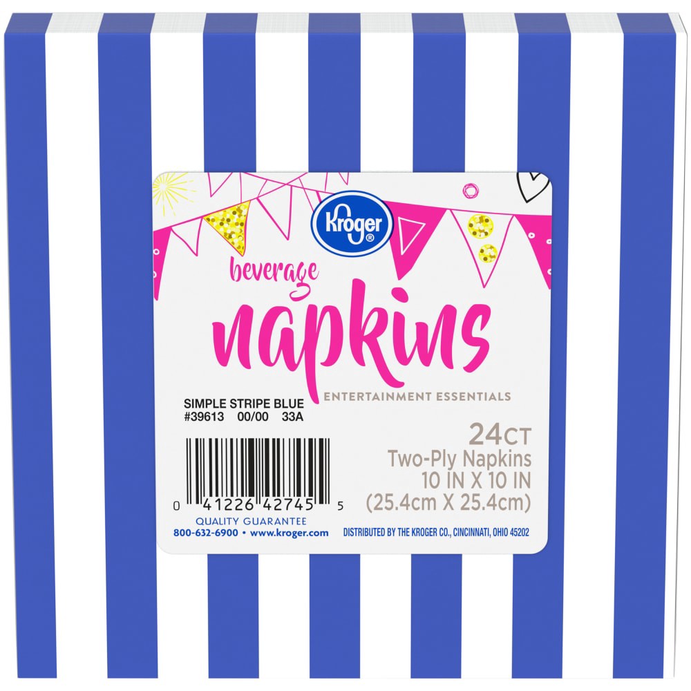 slide 3 of 4, Kroger Entertainment Essentials Simple Stripe Beverage Napkins - Blue, 24 ct