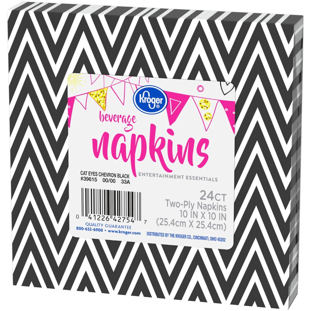 slide 2 of 3, Kroger Entertainment Essentials Beverage Napkins - 24 Pk - Cat Eyes Chevron Black, 24 ct