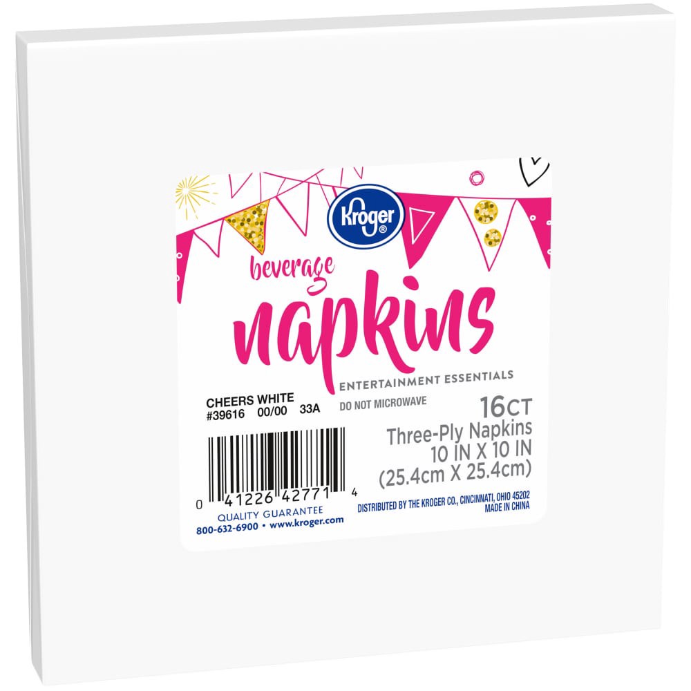 slide 2 of 2, Kroger Entertainment Essentials Cheers Beverage Napkins White, 16 ct