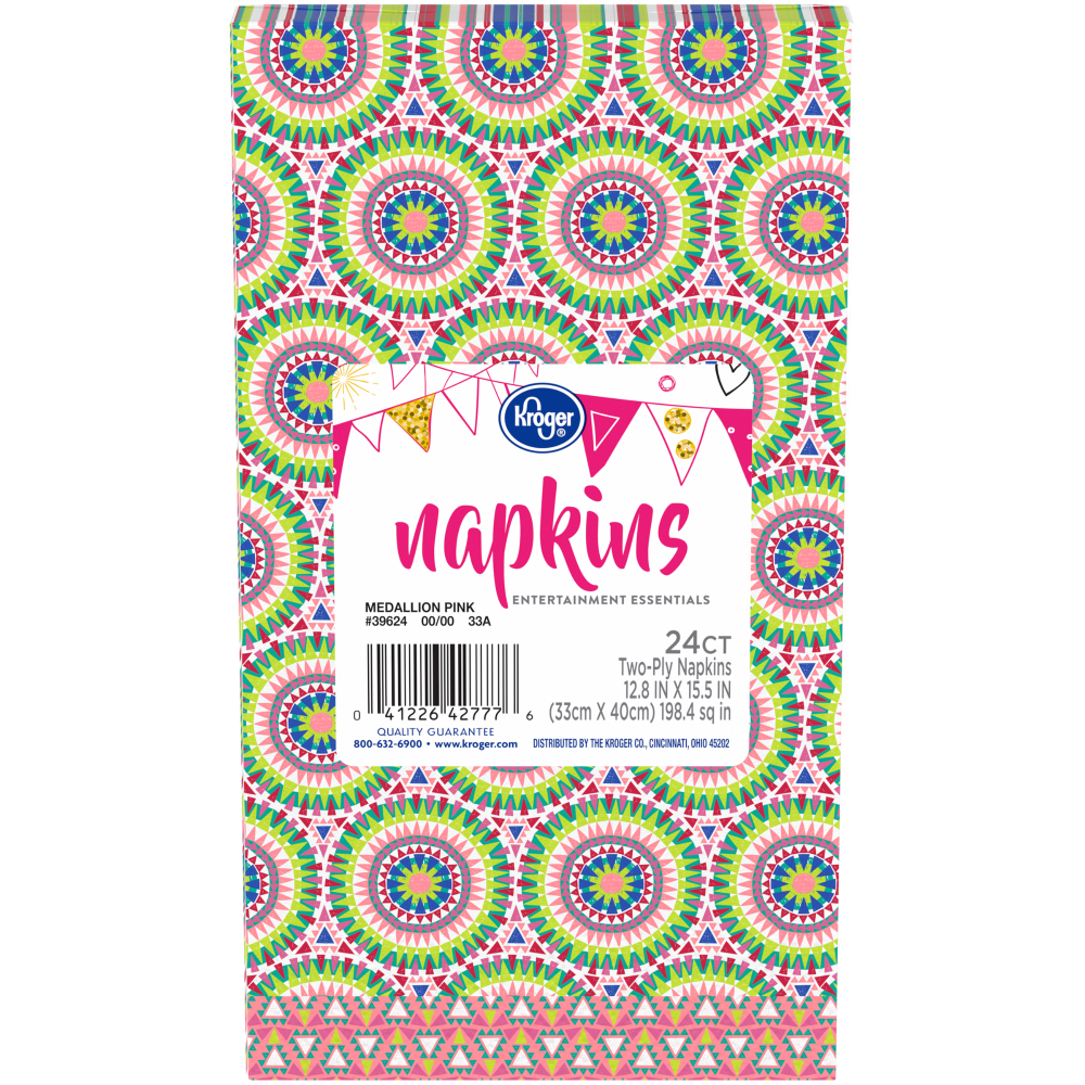 slide 2 of 4, Kroger Entertainment Essentials Medallion Pink Guest Napkins, 24 ct