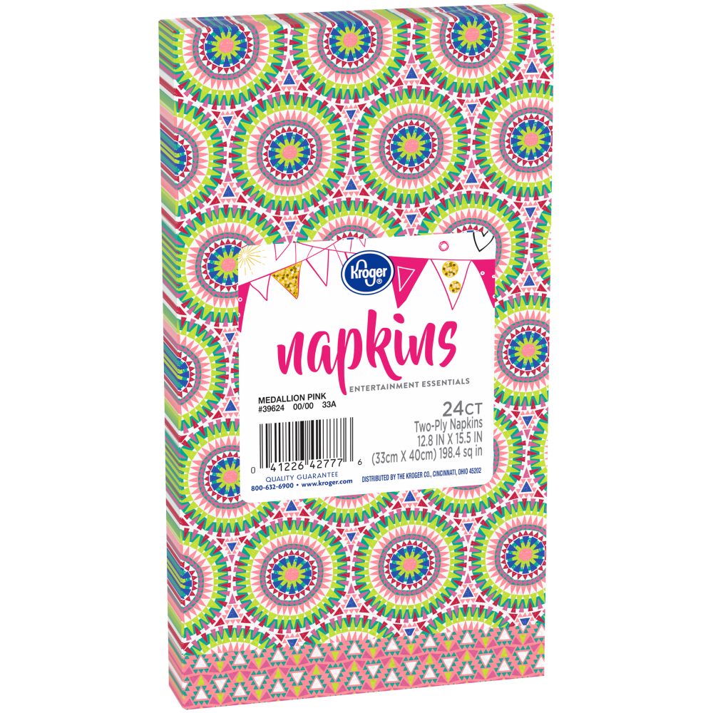 slide 4 of 4, Kroger Entertainment Essentials Medallion Pink Guest Napkins, 24 ct
