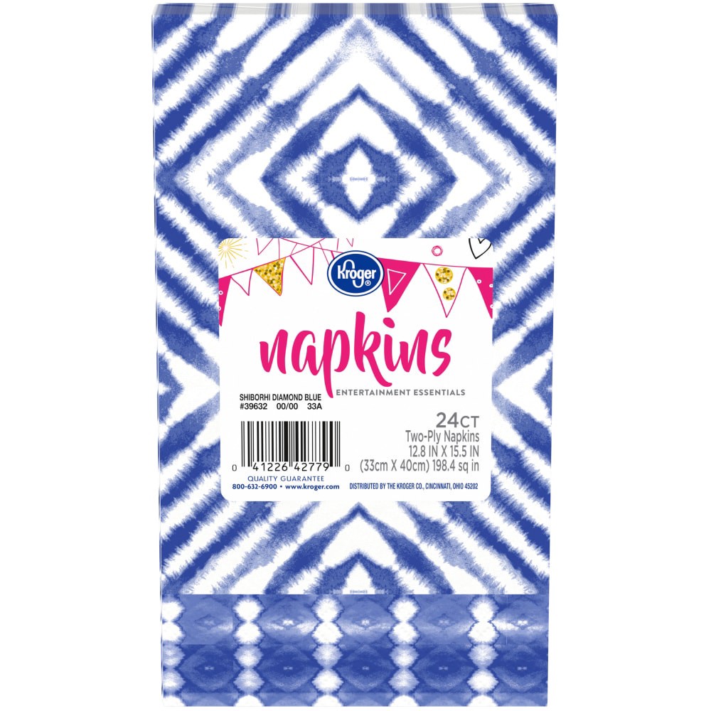 slide 2 of 4, Kroger Entertainment Essentials Shiborhi Diamond Guest Napkins - Blue, 24 ct