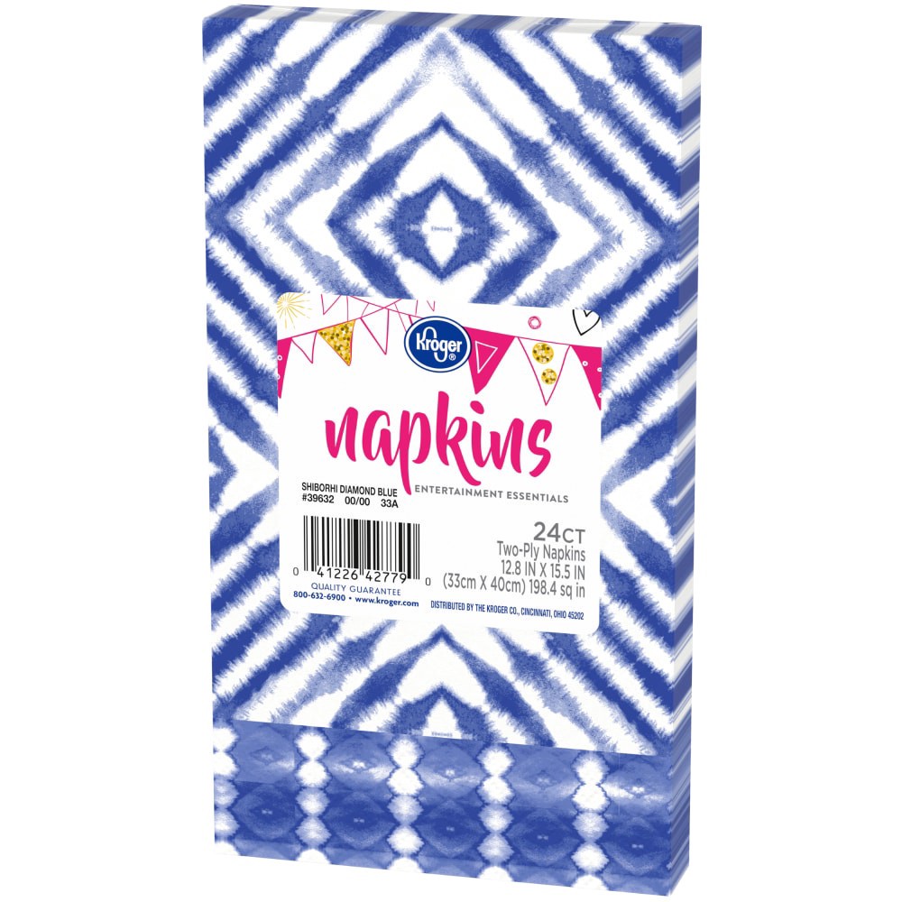 slide 3 of 4, Kroger Entertainment Essentials Shiborhi Diamond Guest Napkins - Blue, 24 ct