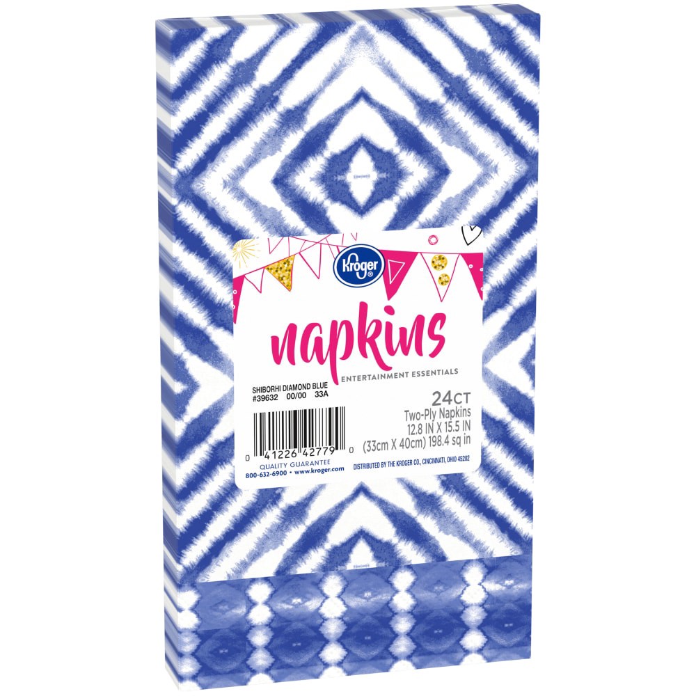 slide 2 of 4, Kroger Entertainment Essentials Shiborhi Diamond Guest Napkins - Blue, 24 ct