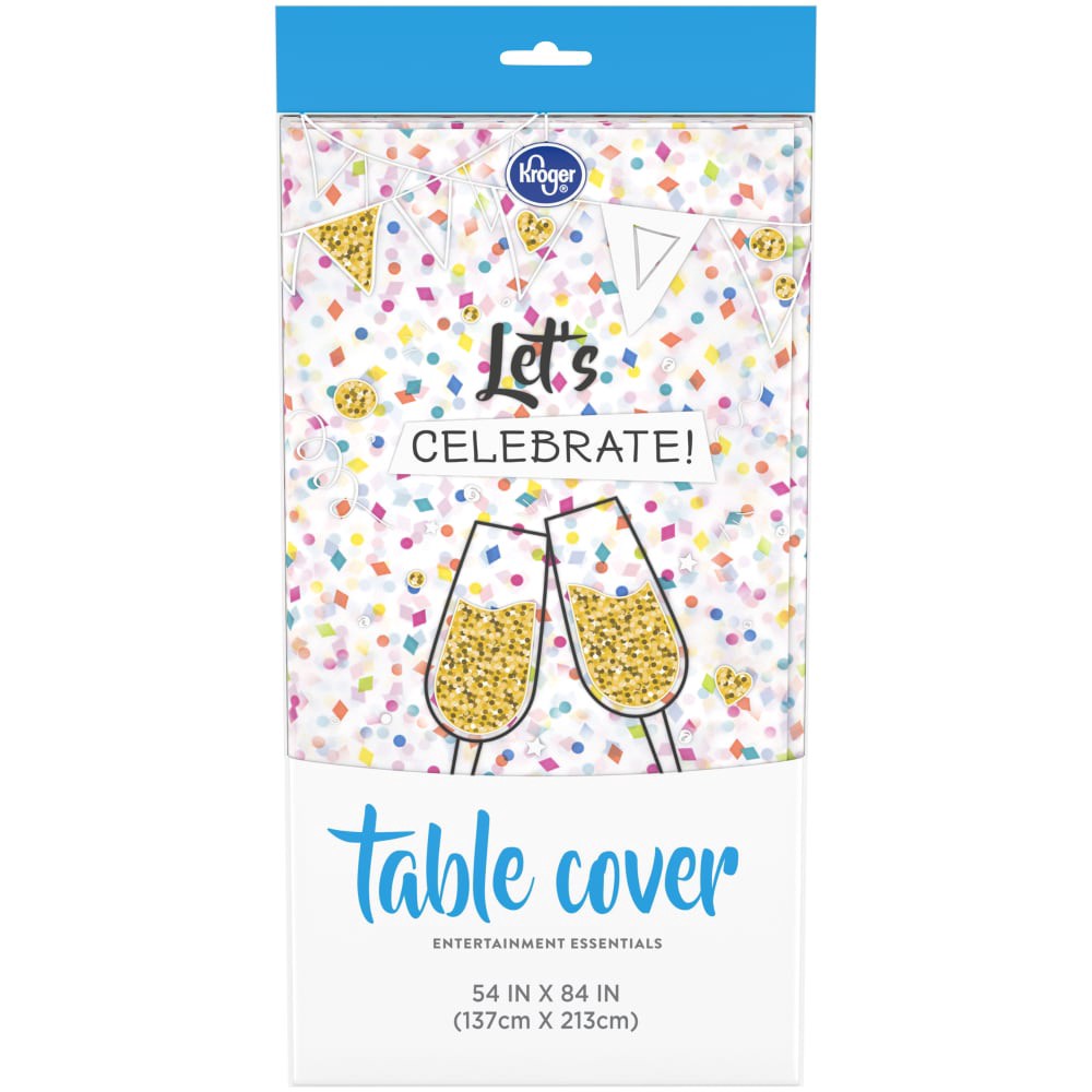 slide 3 of 3, Kroger Entertainment Essentials Table Cover - Confetti White, 54 in x 84 in
