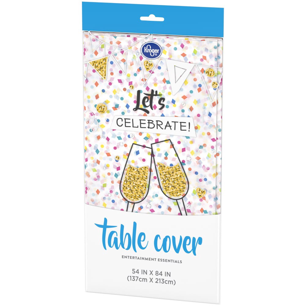 slide 2 of 3, Kroger Entertainment Essentials Table Cover - Confetti White, 54 in x 84 in