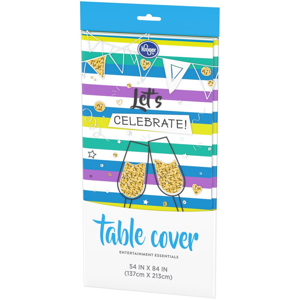 slide 2 of 3, Kroger Entertainment Essentials Table Cover - Cool Stripe Green, 54 in x 108 in