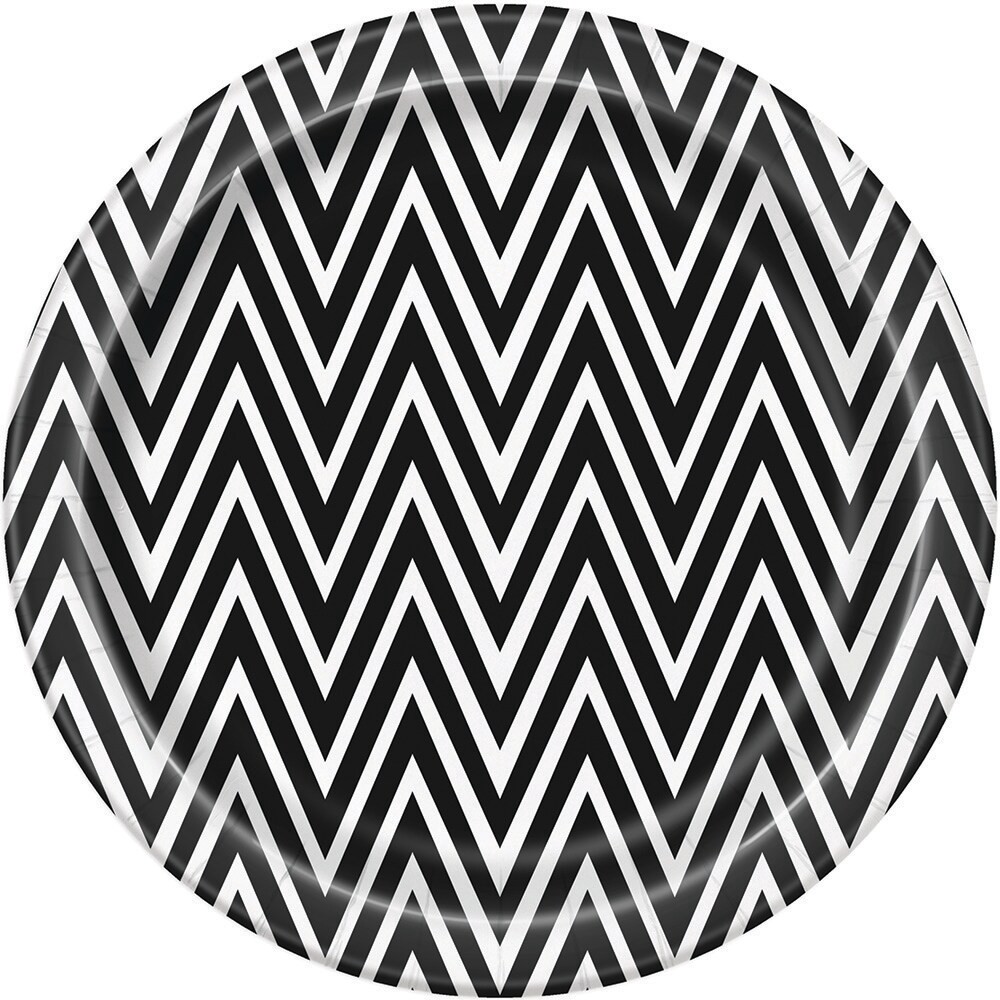 slide 2 of 2, Kroger Entertainment Essentials Plates - 8 Pk - Cat Eyes Chevron Black, 6.75 in