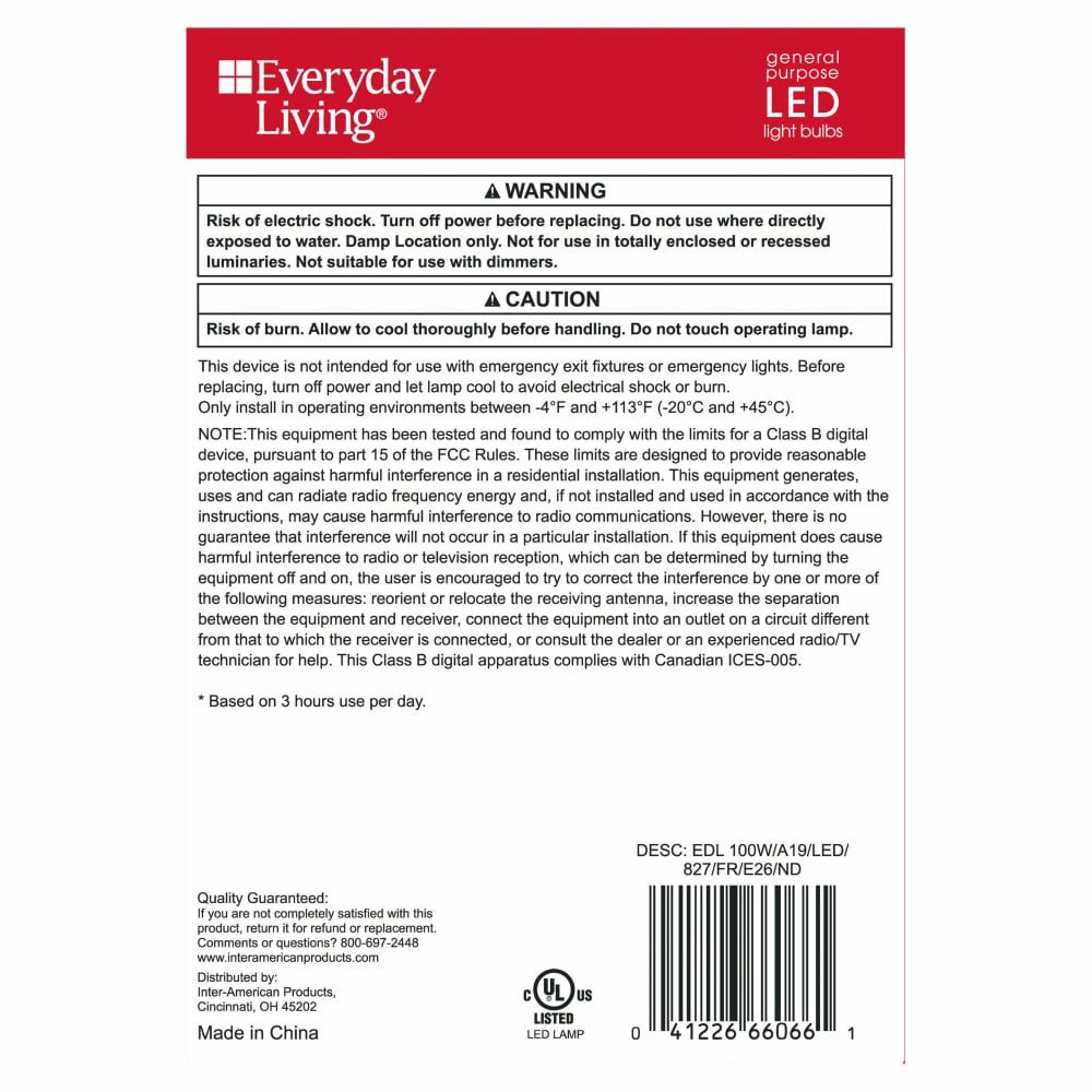 slide 2 of 3, Everyday Living 14-Watt (100-Watt) A19 Led Light Bulbs, 4 ct