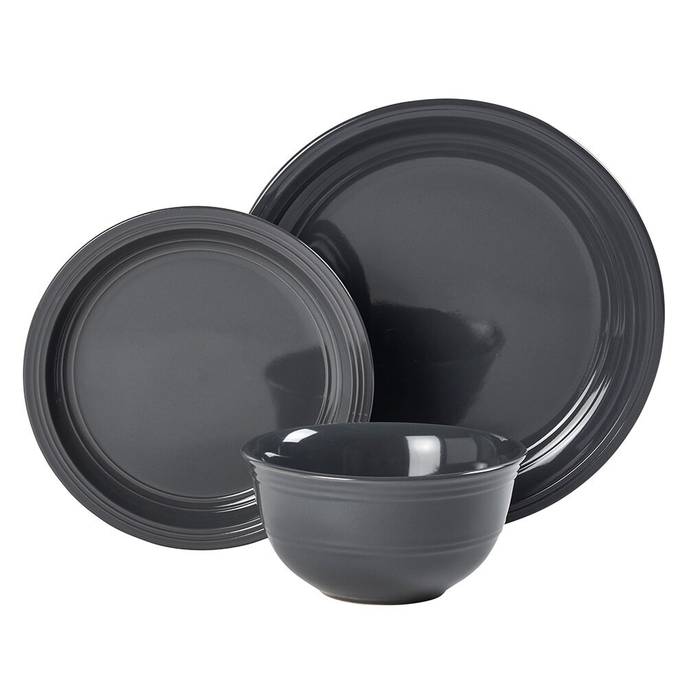 slide 4 of 5, Dash of That Grace Dinnerware Set- Graphite, 12 ct