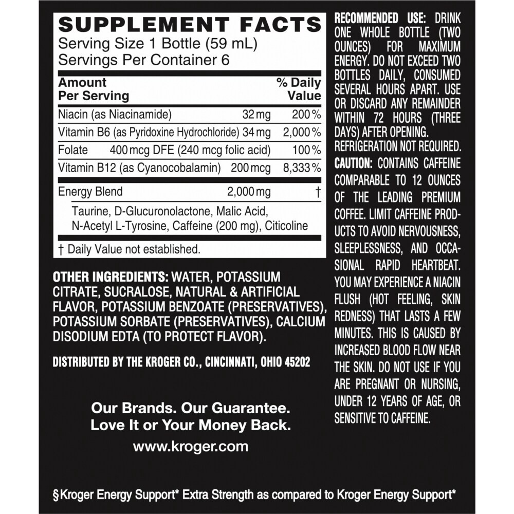 slide 2 of 4, Kroger Grape Extra Strength Energy Shots, 6 ct / 2 fl oz bottles