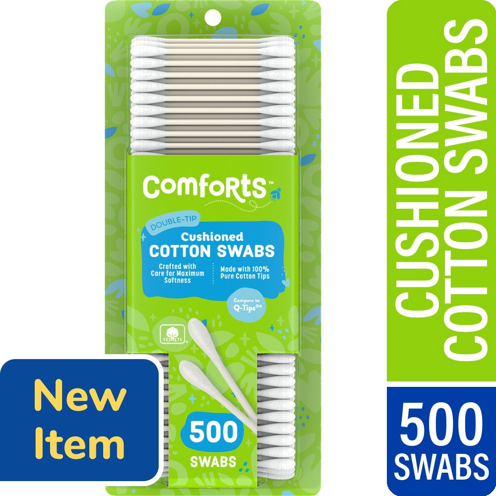 slide 1 of 1, Comforts™ Double Tip Cushioned Cotton Swabs, 500 ct, 500 ct