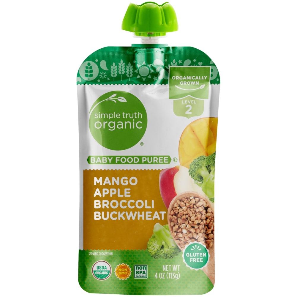 slide 1 of 1, Simple Truth Organic Mango Apple Broccoli Buckwheat Stage 2 Baby Food Puree, 4 oz