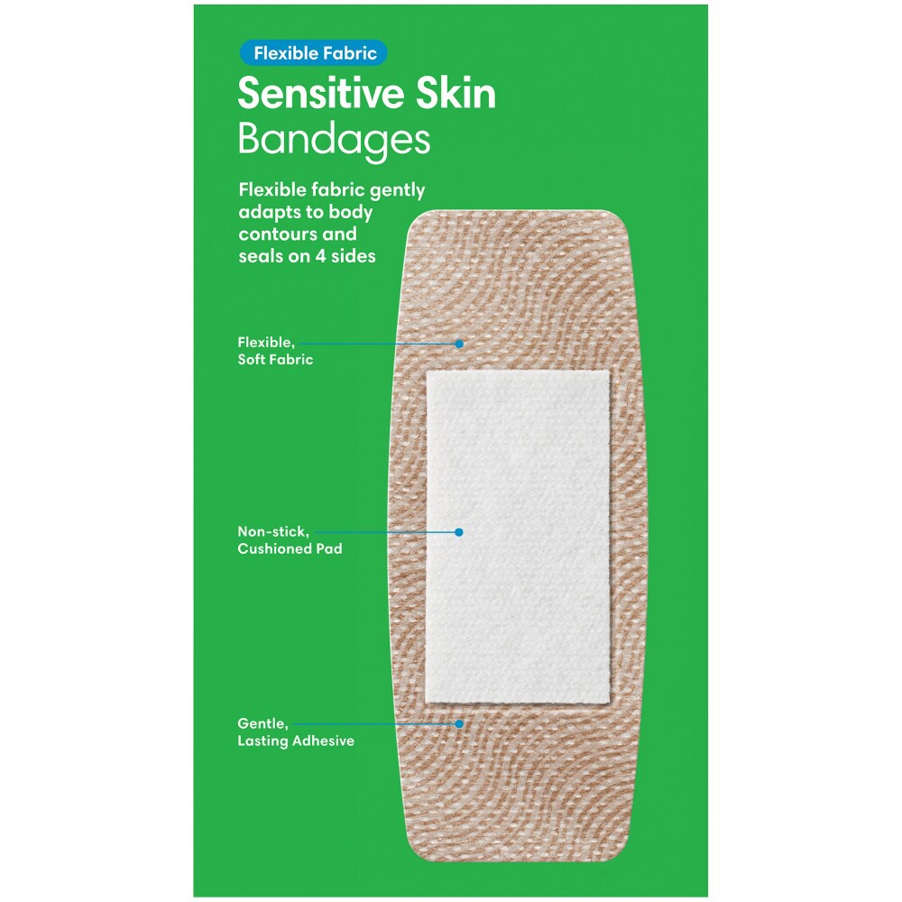 slide 2 of 5, Kroger Flexible Fabric Sensitive Skin Extra Large Bandages, 8 ct