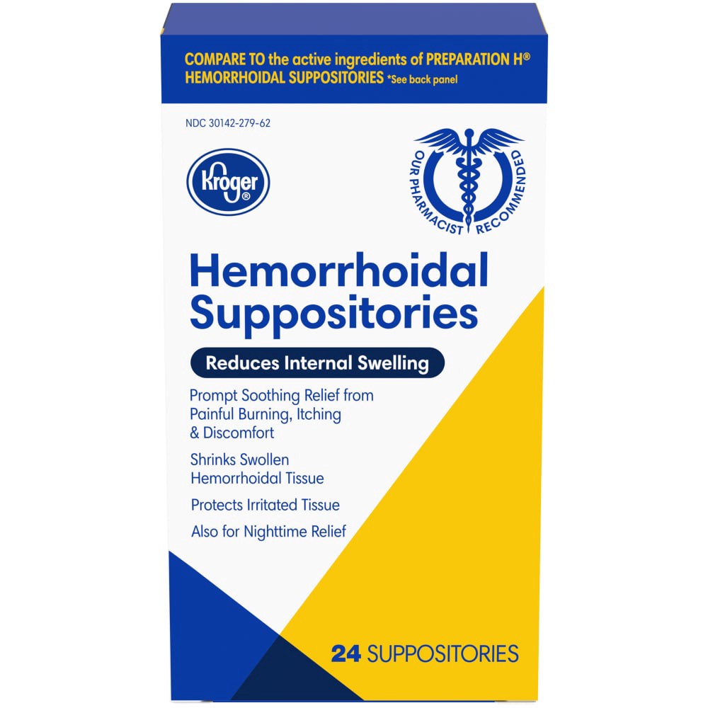 slide 2 of 3, Kroger Hemorrhoidal Suppositories, 24 ct