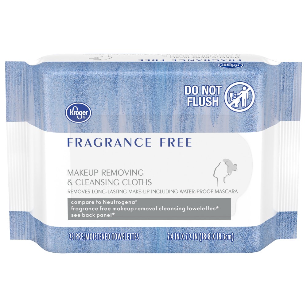 slide 2 of 2, Kroger Fragrance Free Makeup Removing & Cleansing Cloths, 25 ct