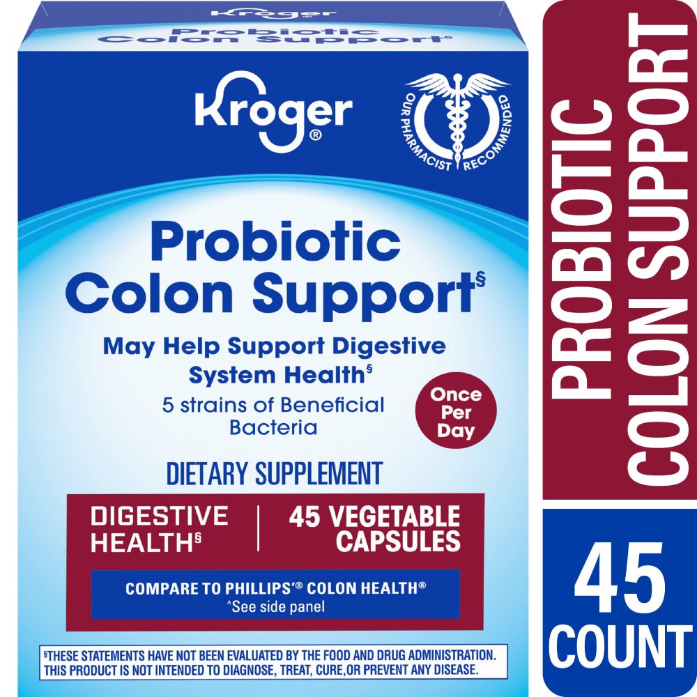 slide 2 of 3, Kroger Once Daily Probiotic Colon Support Supplement Capsules, 45 ct