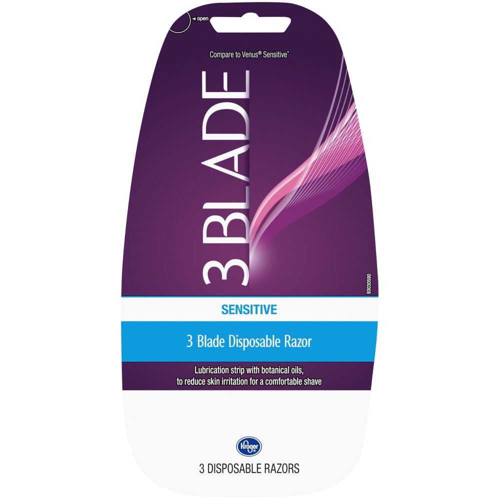 slide 3 of 3, Kroger Women's Sensitive 3 Blade Disposable Razors, 3 ct