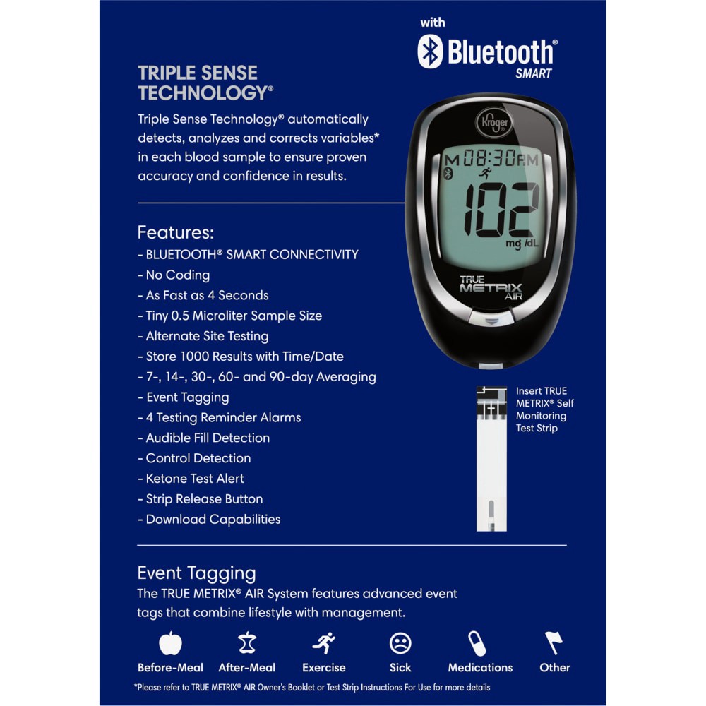 slide 4 of 6, Kroger True Metrix Air Self Monitoring Blood Glucose Meter, 1 ct