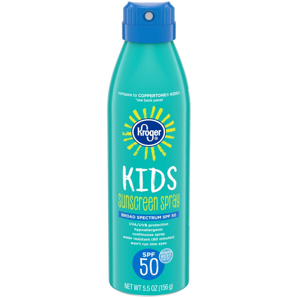 slide 3 of 3, Kroger\U00Ae Broad Spectrum Spf 50 Kids Sunscreen Spray, 5.5 oz