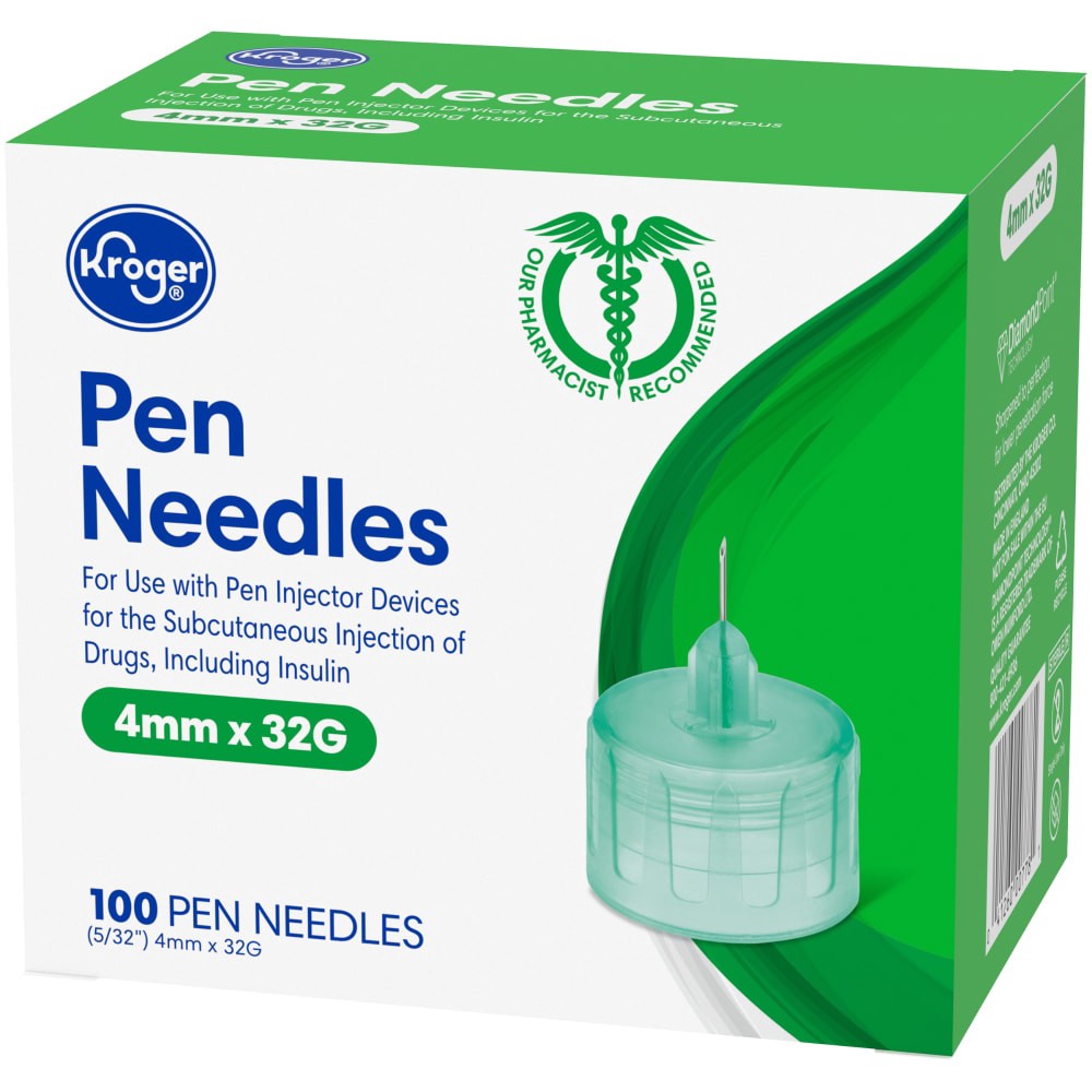 slide 3 of 3, Kroger Pen Needles 4Mm X 32G, 100 ct