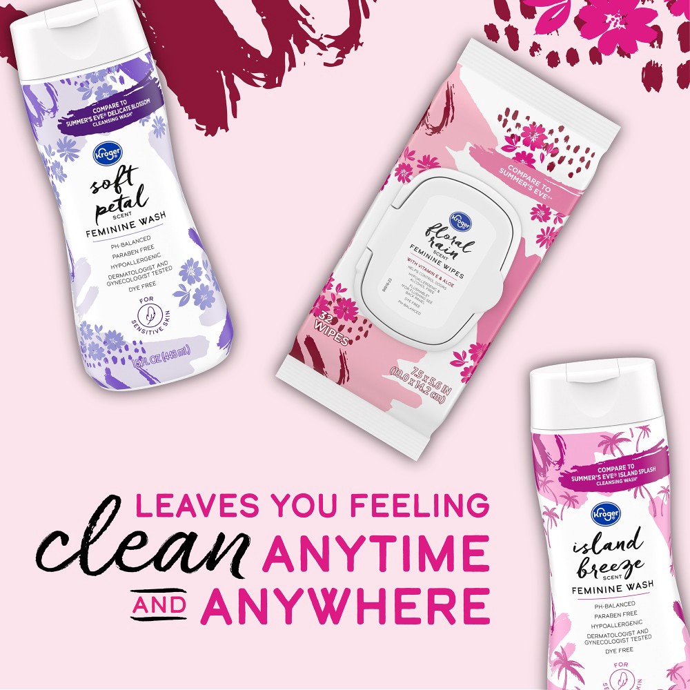 slide 3 of 5, Kroger Floral Rain Scent Feminine Wipes, 32 ct