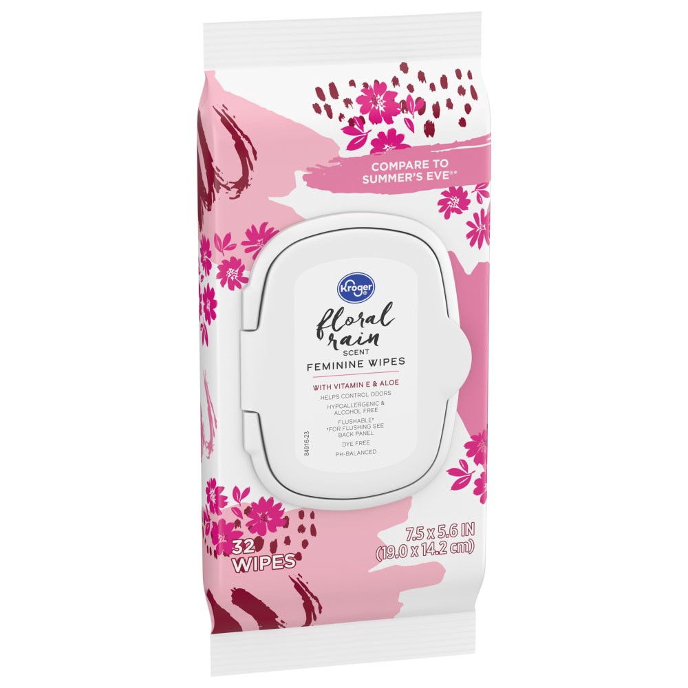 slide 4 of 5, Kroger Floral Rain Scent Feminine Wipes, 32 ct