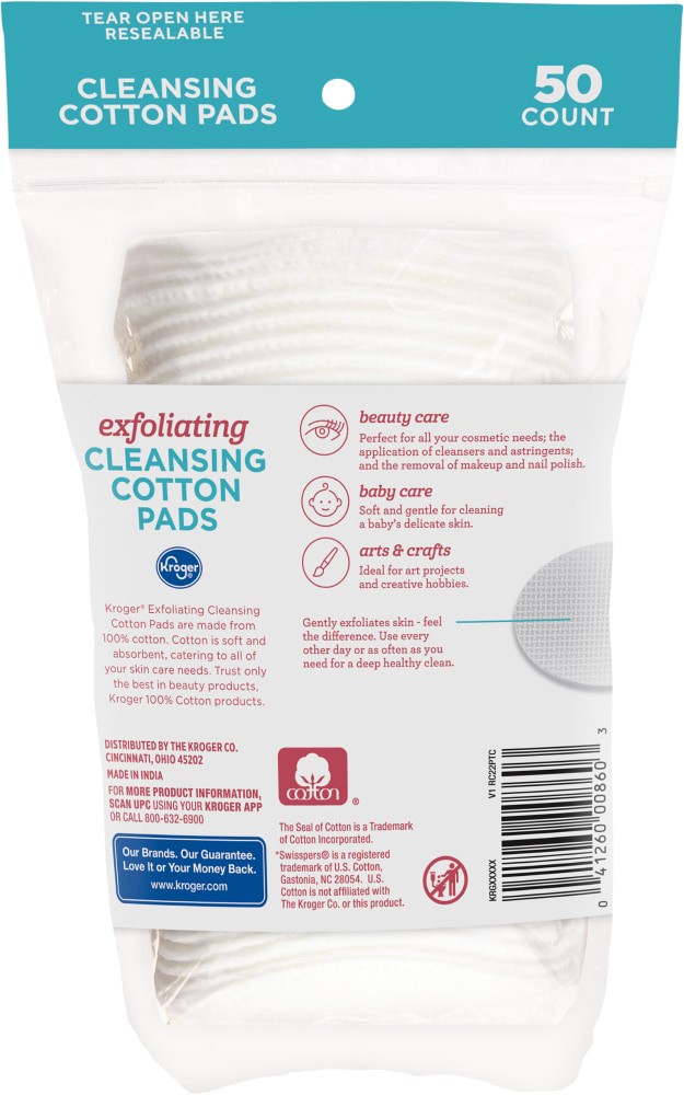 slide 2 of 2, Kroger Exfoliating Cotton Ovals, 50 ct