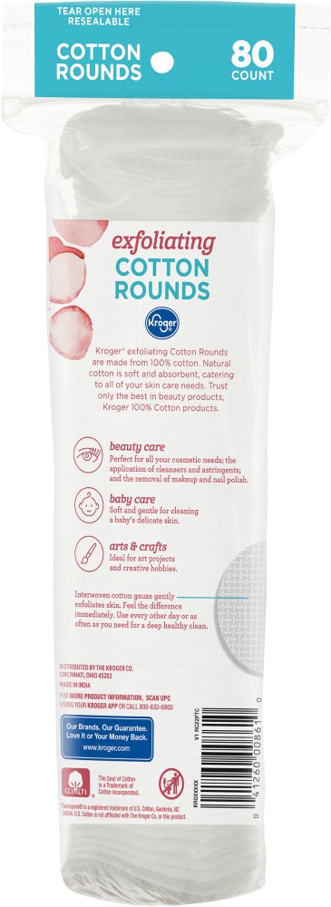 slide 2 of 2, Kroger Exfoliating Cotton Rounds, 80 ct