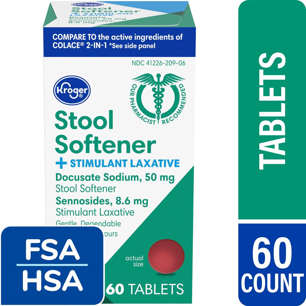 slide 6 of 6, Kroger Stool Softener + Stimulant Laxative Tablets, 60 ct