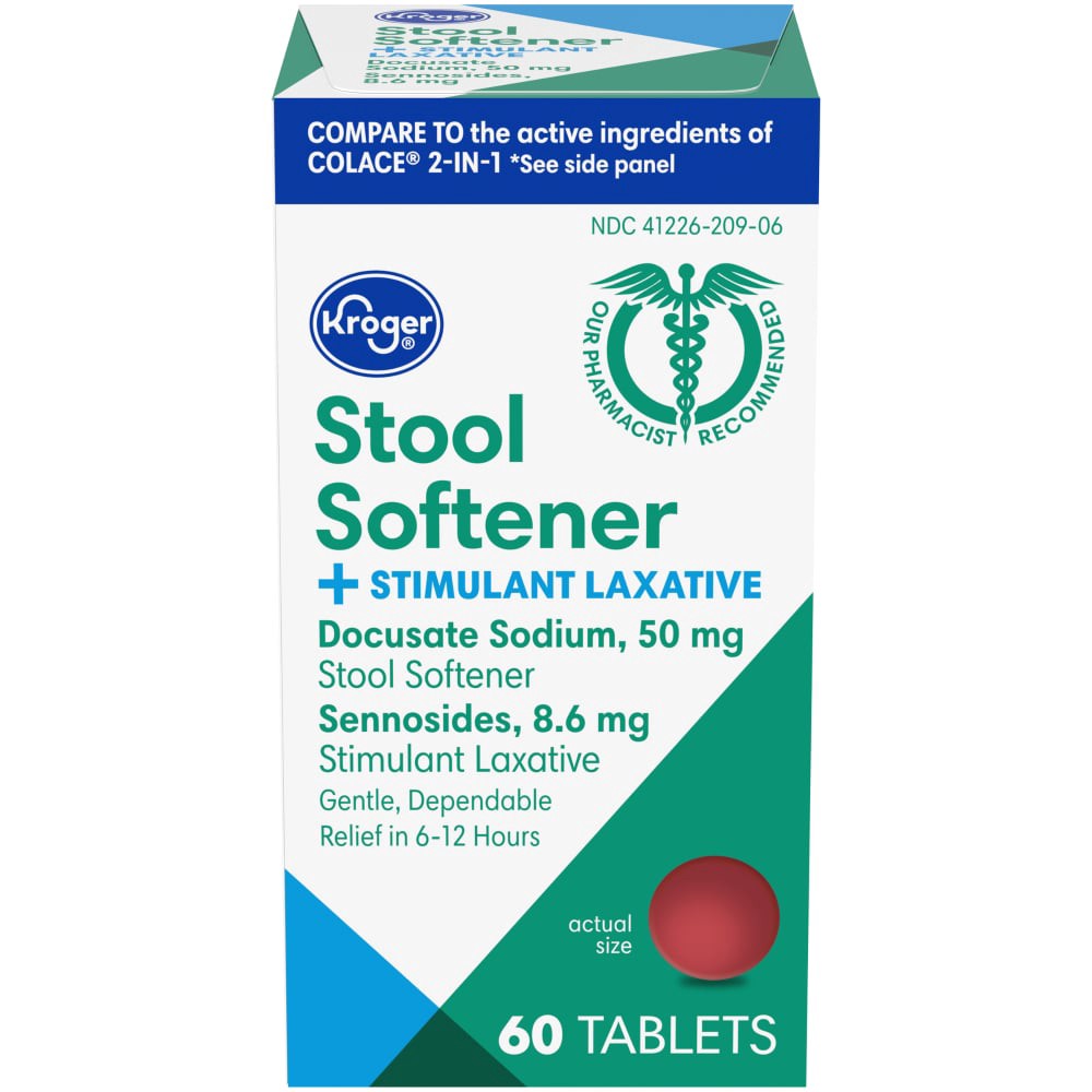 slide 6 of 6, Kroger Stool Softener Stimulant Laxative Tablets, 60 ct