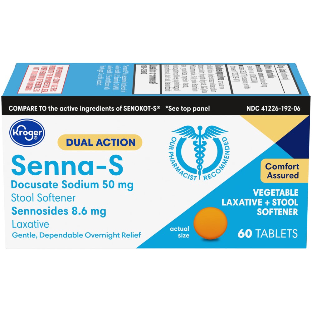 slide 2 of 3, Kroger Sennas Vegetable Laxative Stool Softener Tablets, 60 ct