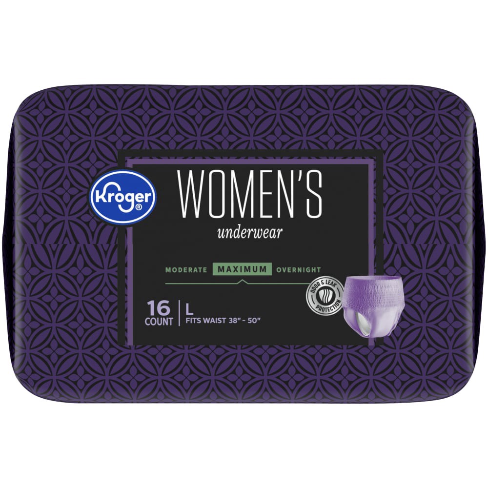 slide 3 of 5, Kroger Women's Large Maximum Absorbency Underwear, 16 ct