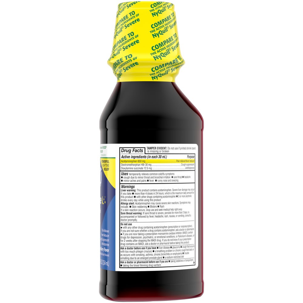 slide 3 of 3, Kroger Mixed Berry Nighttime Cold & Flu Multi-Symptom Relief Liquid, 12 fl oz