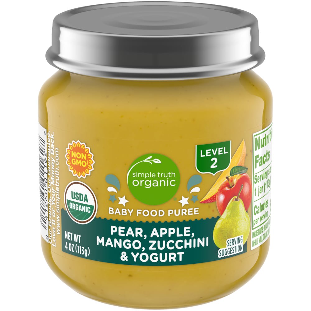 slide 2 of 3, Simple Truth Organic Mango Pear Apple Zucchini And Yogurt Baby Food Puree, 4 oz