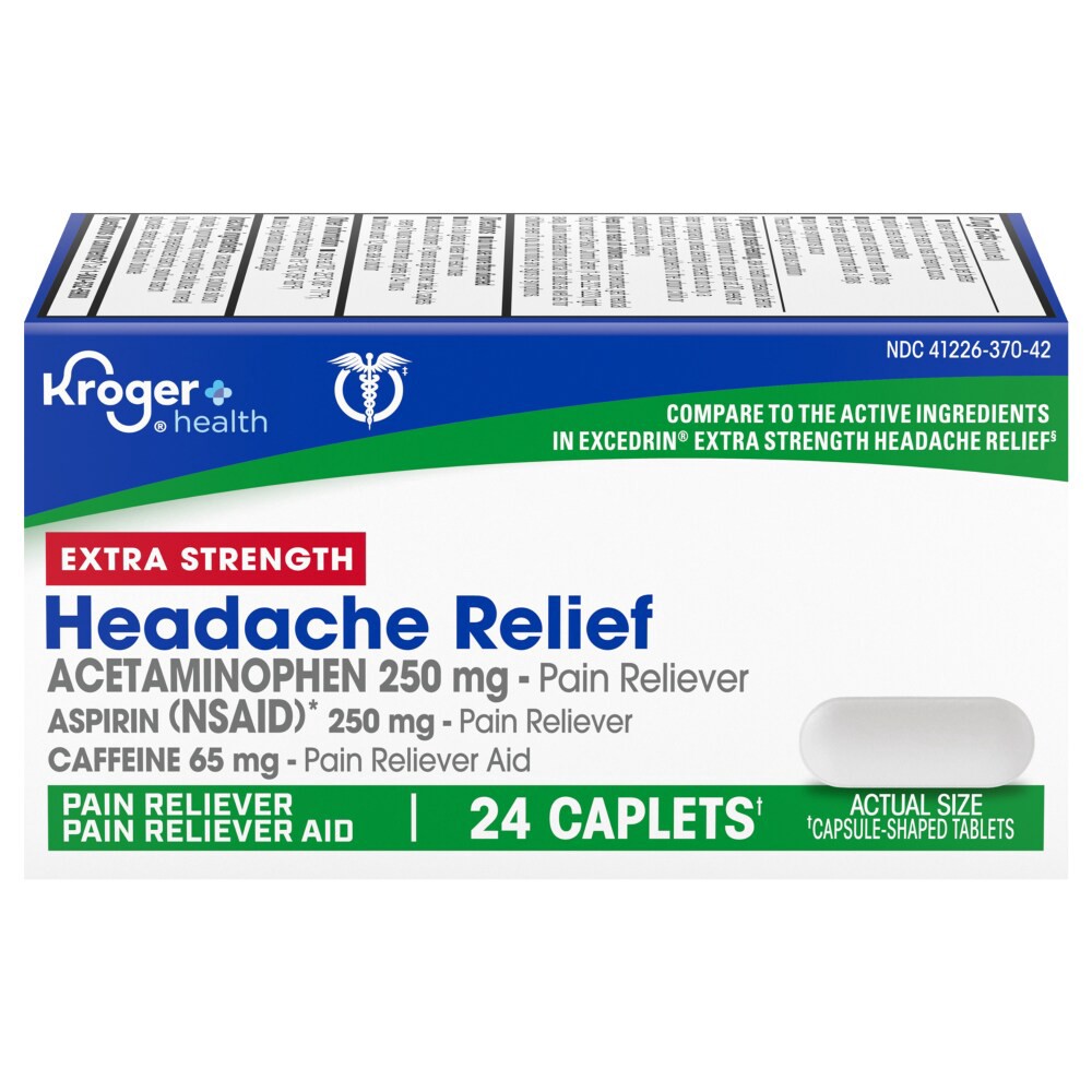 slide 2 of 2, Kroger Extra Strength Headache Relief Caplets, 24 ct
