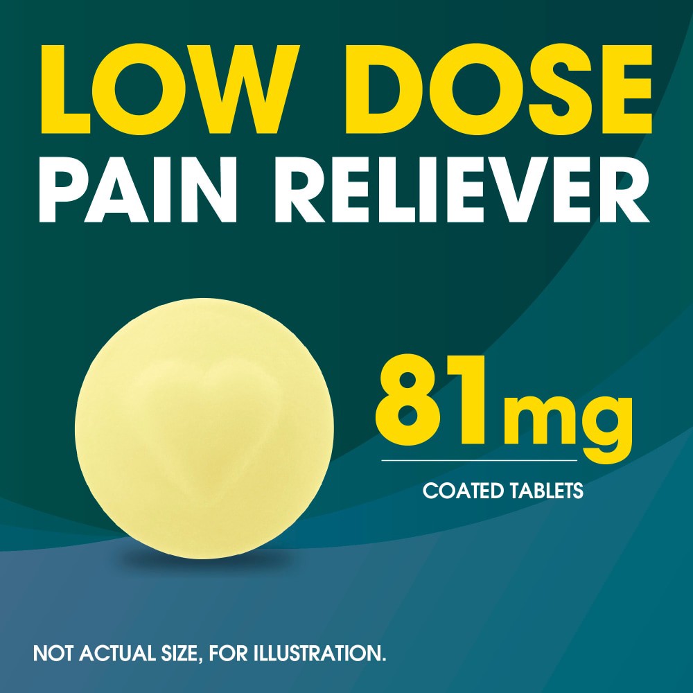 slide 4 of 5, Kroger Low Dose Aspirin Pain Reliever Enteric Coated Tablets 81Mg, 500 ct
