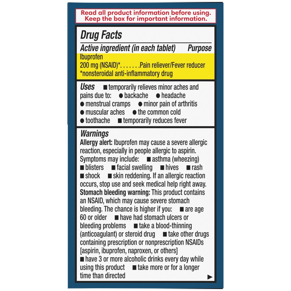 slide 5 of 6, Kroger Ibuprofen Pain Reliever/Fever Reducer Coated Tablets 200Mg, 24 ct