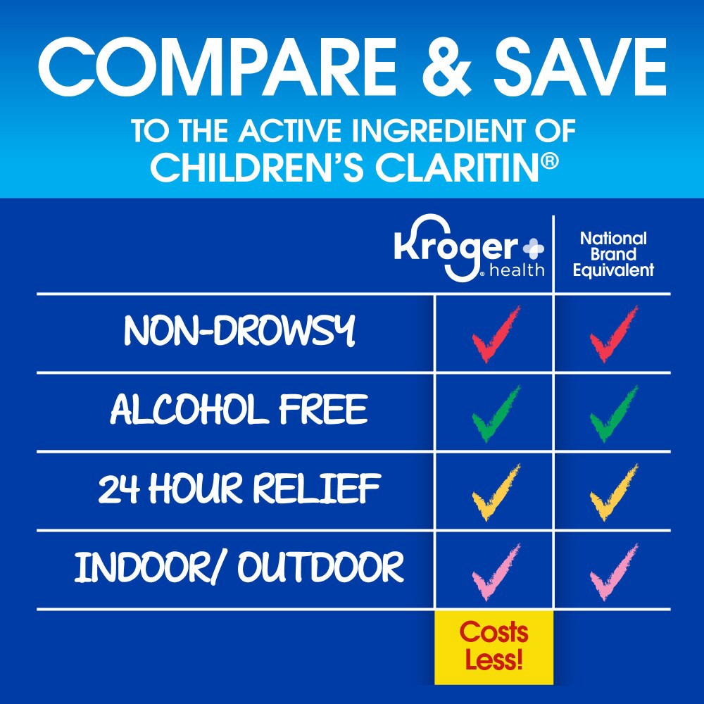 slide 4 of 6, Kroger Children's 24 Hour Non-Drowsy Indoor & Outdoor Grape Allergy Relief Liquid, 4 fl oz