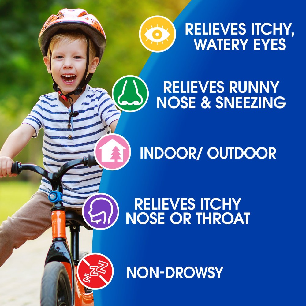 slide 3 of 6, Kroger Children's 24 Hour Non-Drowsy Indoor & Outdoor Grape Allergy Relief Liquid, 4 fl oz