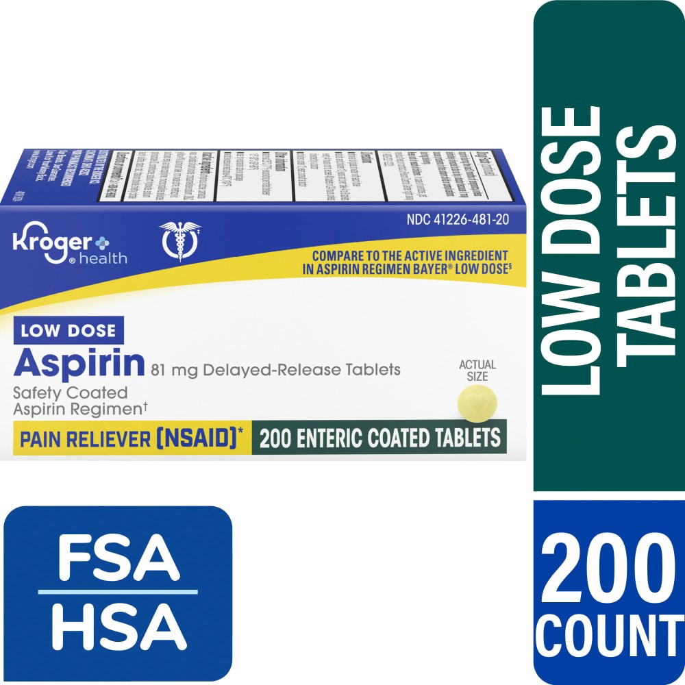 slide 2 of 5, Kroger Low Dose Aspirin Pain Reliever Tablets 81Mg, 200 ct