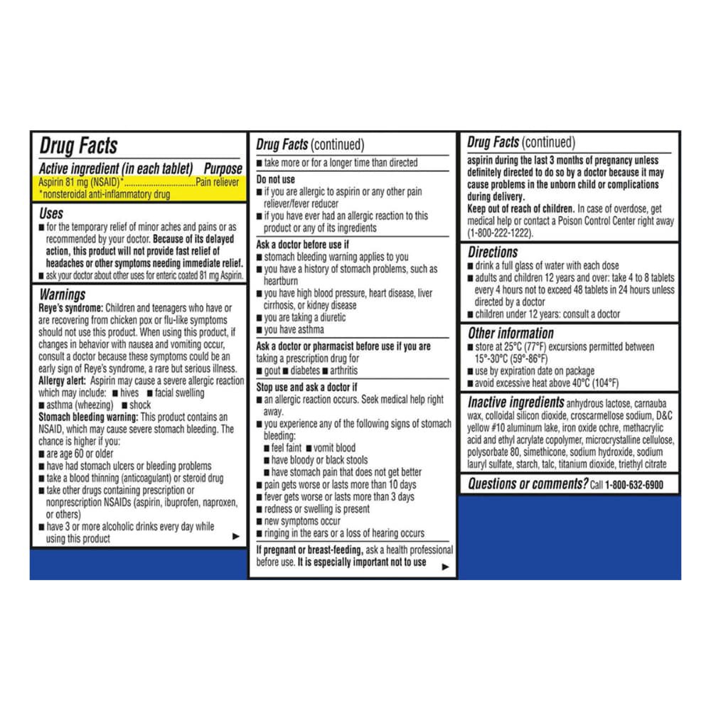 slide 5 of 5, Kroger Low Dose Aspirin Pain Reliever Tablets 81Mg, 200 ct