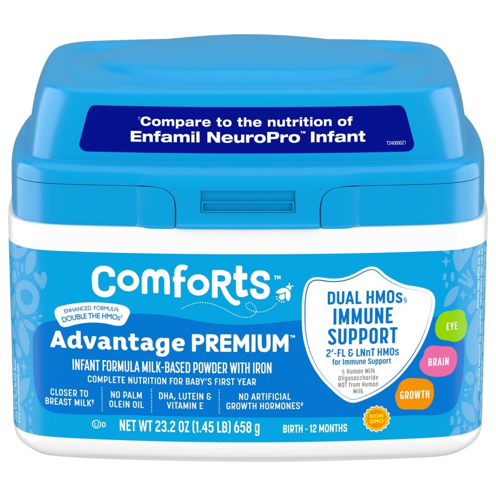 slide 2 of 3, Comforts Advantage Premium Milk-Based Powder Infant Formula, 23.2 oz