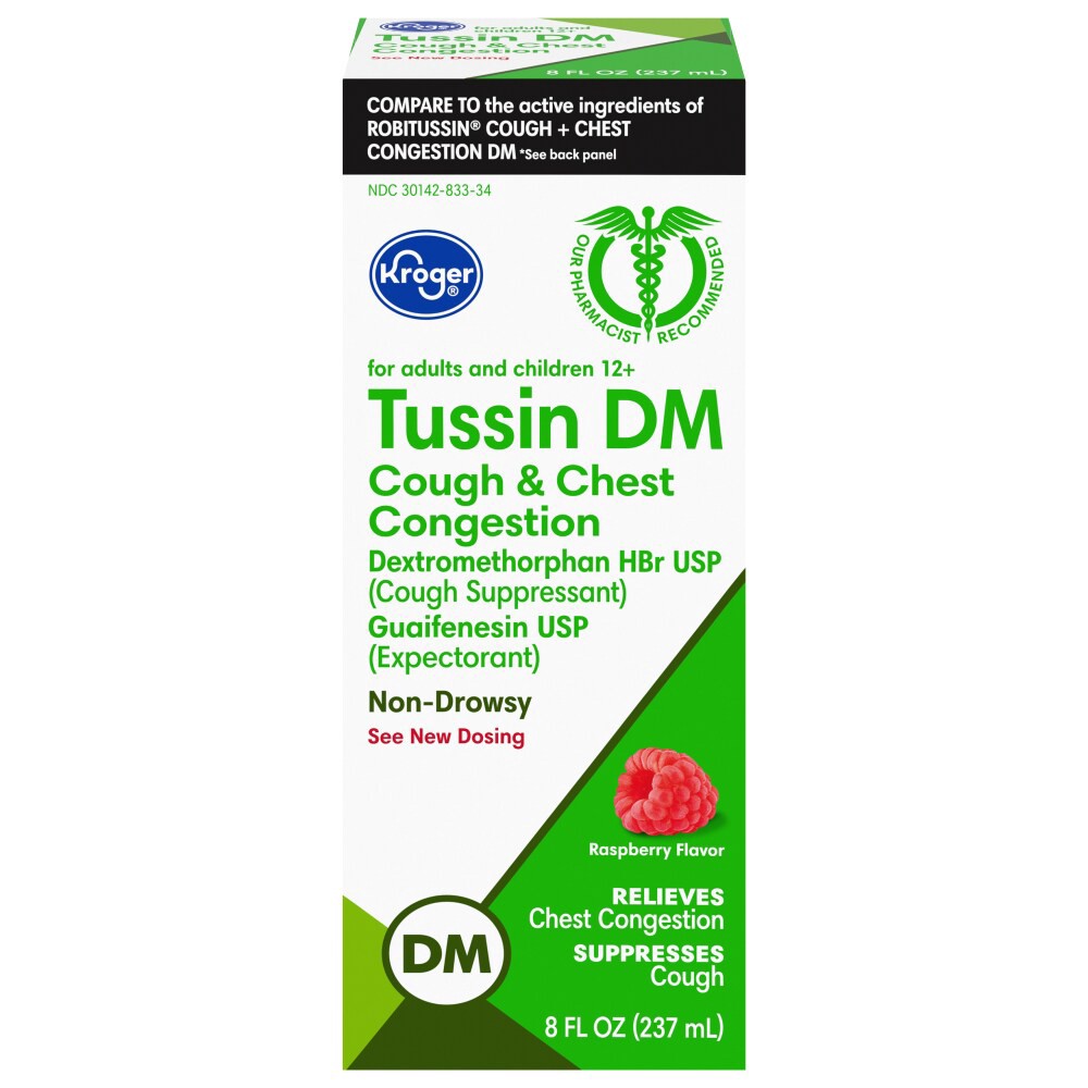 slide 2 of 4, Kroger Tussin Dm Cold & Congestion Non Drowsy Liquid Medicine, 8 fl oz