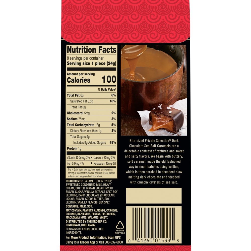 slide 2 of 5, Private Selection Dark Chocolate Sea Salt Caramels, 6.8 oz