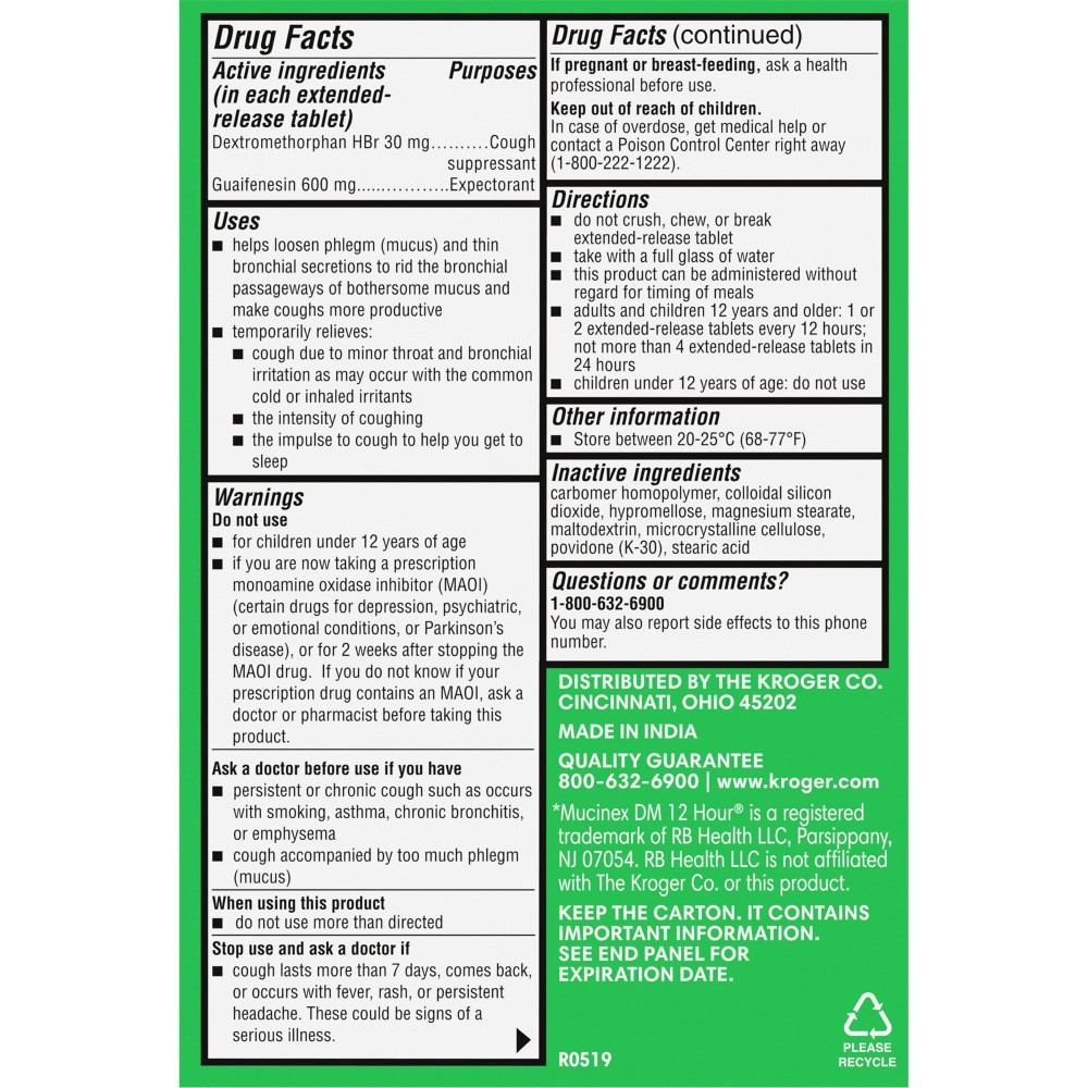 slide 2 of 2, Kroger Mucus Relief Extended-Release Dm Tablets, 20 ct